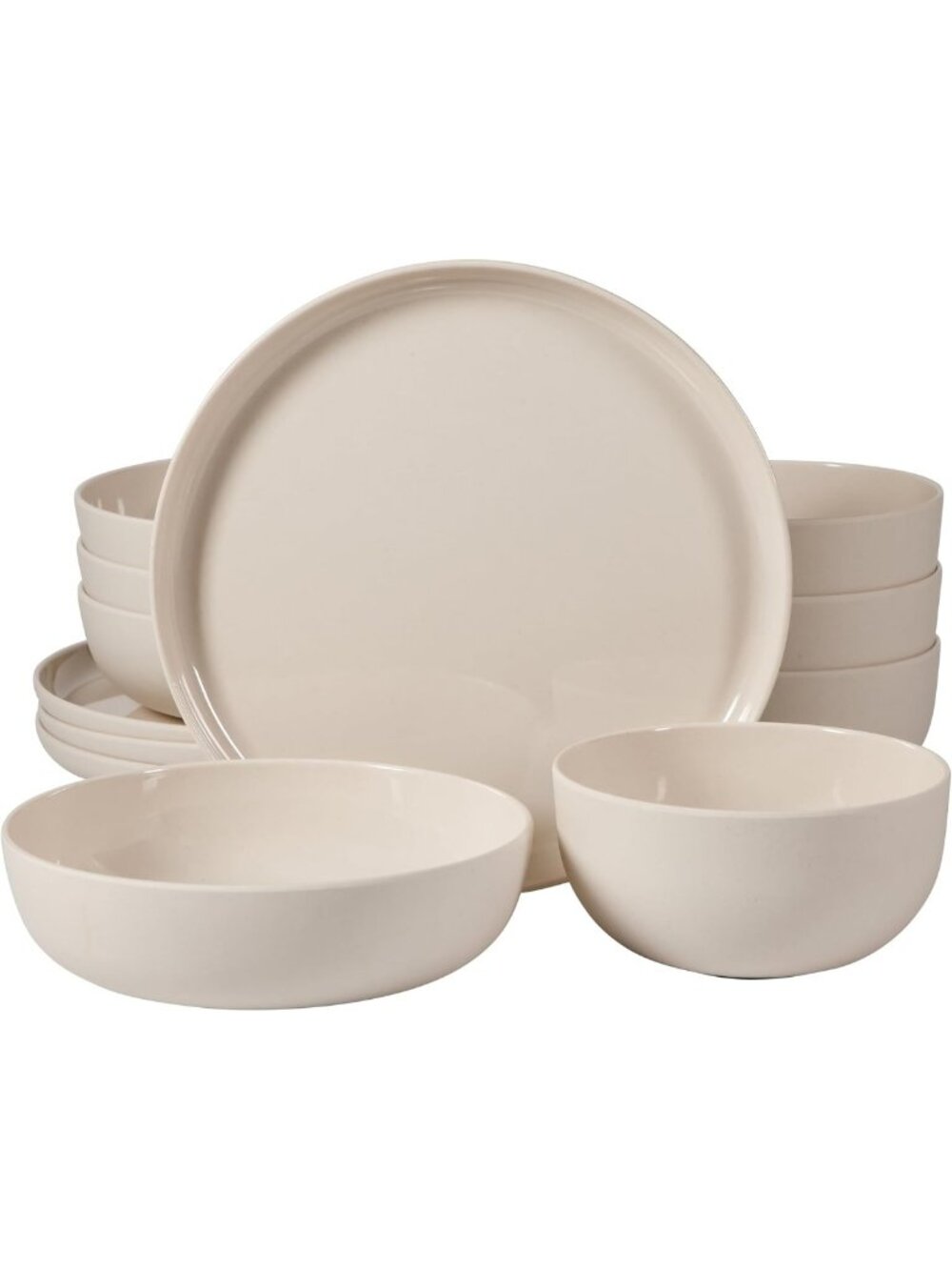 Unbreakable 12-Piece Wheat Straw Dinnerware Set - Plates & Bowls for Outdoor